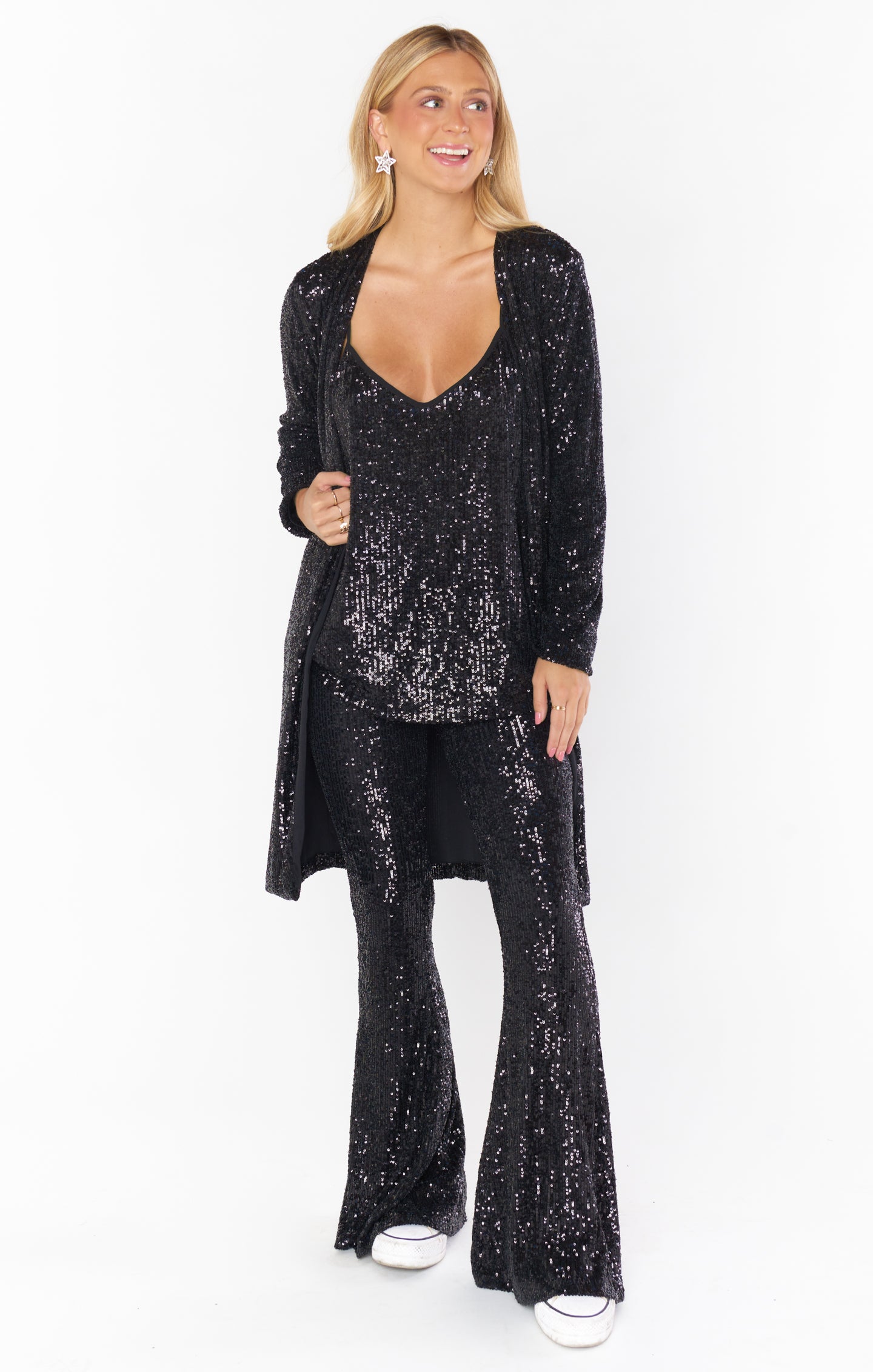 Show me sold your Mumu Black Small Sparkly See through Tunic