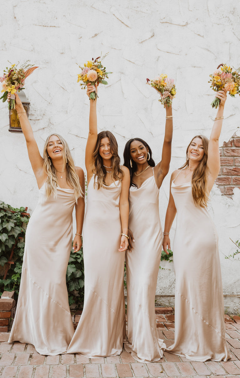 Tuscany Maxi Slip Dress ~ Champagne Luxe Satin XXL