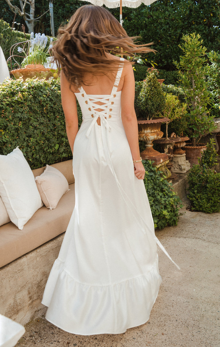 Clarissa Corset Dress, in Ivory Luxe Satin, Size: XL | Show Me Your Mumu | Bridesmaid Dresses Clarissa Corset Dress, in Ivory Luxe Satin, Size: XL | Show Me Your Mumu | Bridesmaid Dresses