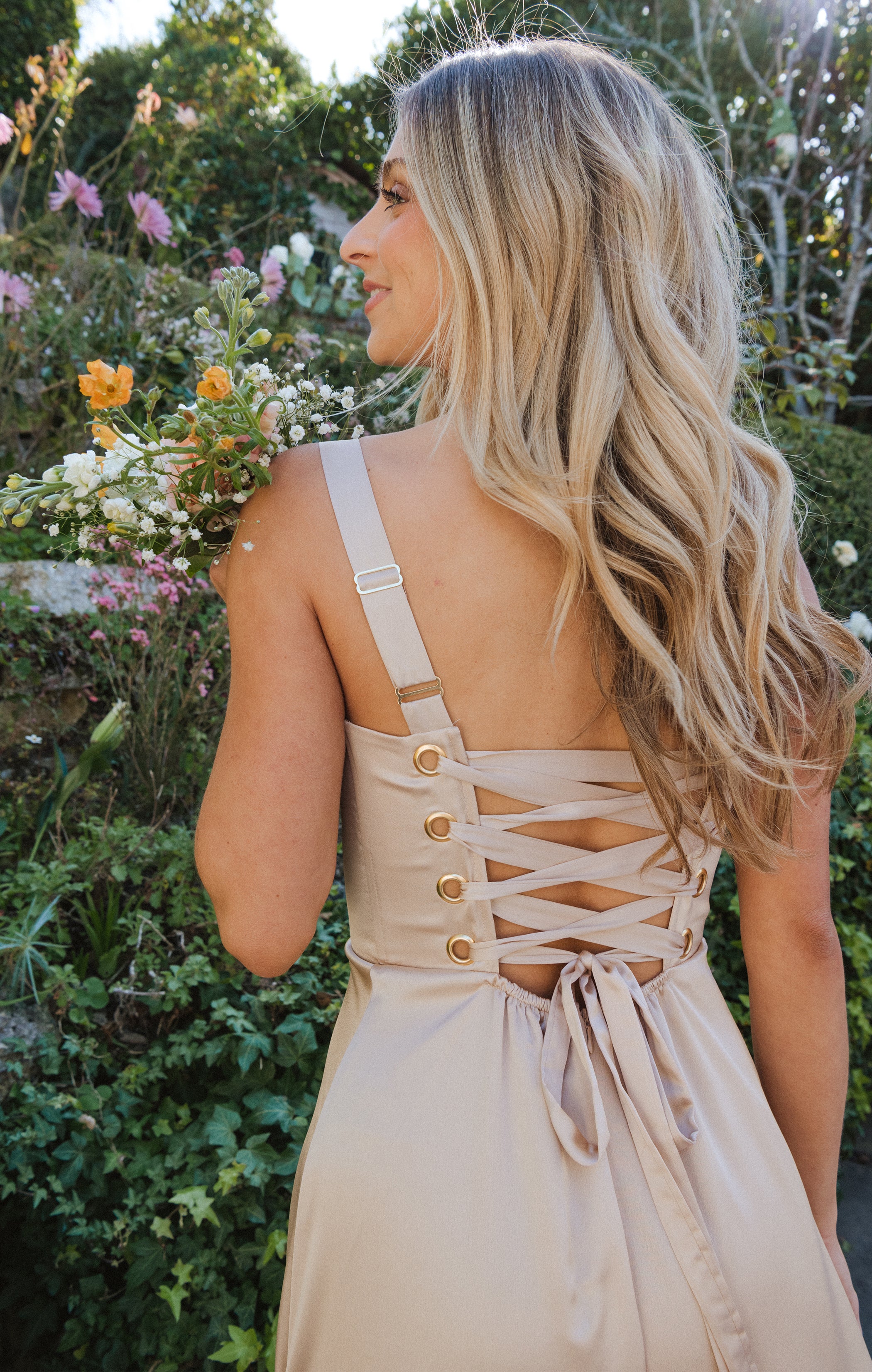 Clarissa Corset Dress, in Champagne Luxe Satin, Size: XL | Show Me Your Mumu | Bridesmaid Dresses Clarissa Corset Dress, in Champagne Luxe Satin, Size: XL | Show Me Your Mumu | Bridesmaid Dresses