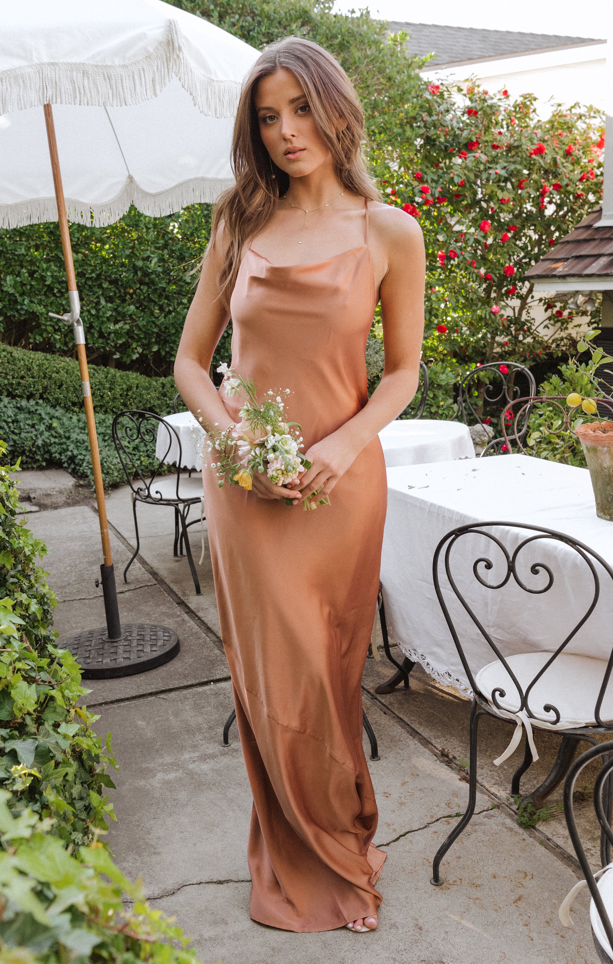 Tuscany Maxi Slip Dress Copper Luxe Satin XXS
