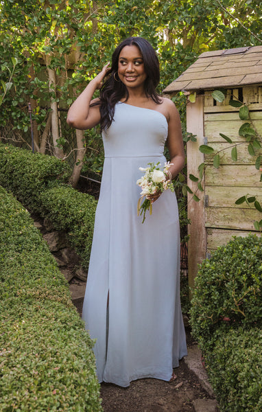 Shannon One Shoulder Dress ~ Steel Blue Chiffon Show Me Your Mumu Shannon One Shoulder Dress ~ Steel Blue Chiffon Show Me Your Mumu