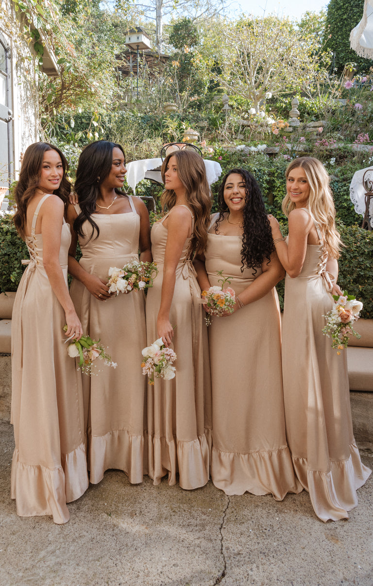 Clarissa Corset Dress, in Champagne Luxe Satin, Size: XL | Show Me Your Mumu | Bridesmaid Dresses Clarissa Corset Dress, in Champagne Luxe Satin, Size: XL | Show Me Your Mumu | Bridesmaid Dresses