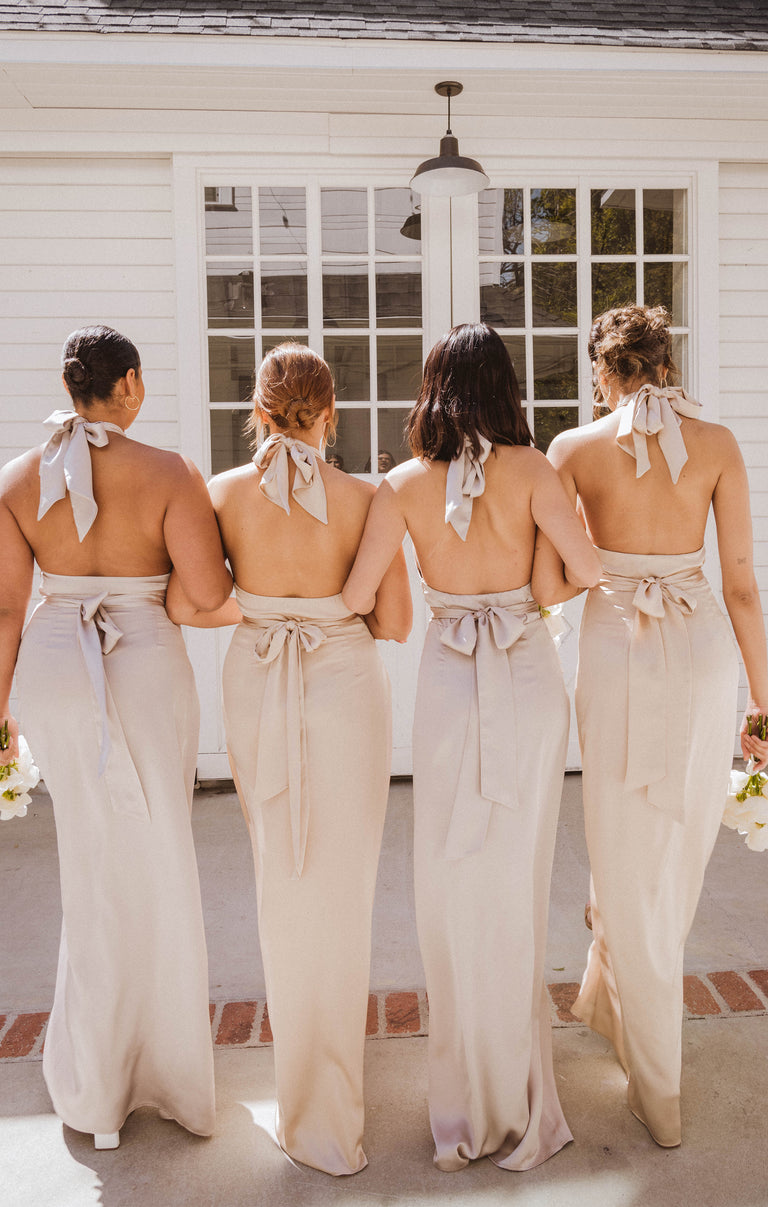 Adele Halter Maxi Dress ~ Champagne Luxe Satin Show Me Your Mumu Adele Halter Maxi Dress ~ Champagne Luxe Satin Show Me Your Mumu