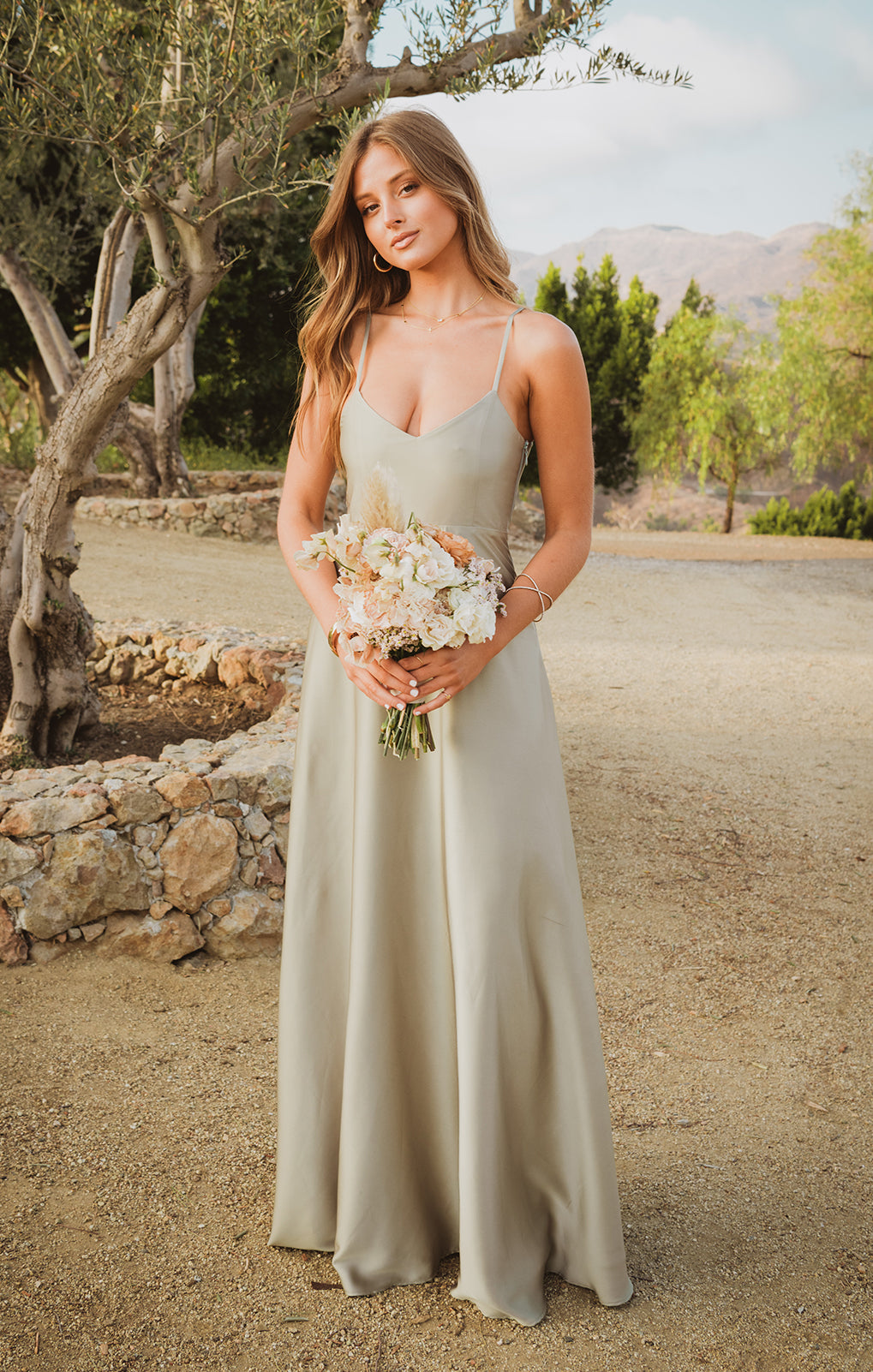 Faith Maxi Dress Moss Green Luxe Satin XXS