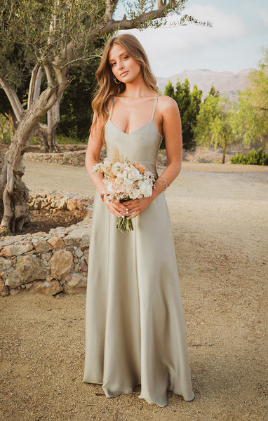 Faith Maxi Dress ~ Moss Green Luxe Satin XS Faith Maxi Dress ~ Moss Green Luxe Satin XS