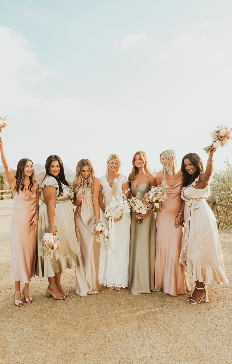 Tuscany Maxi Slip Dress, in Rose Gold Luxe Satin, Size: Small | Show Me Your Mumu