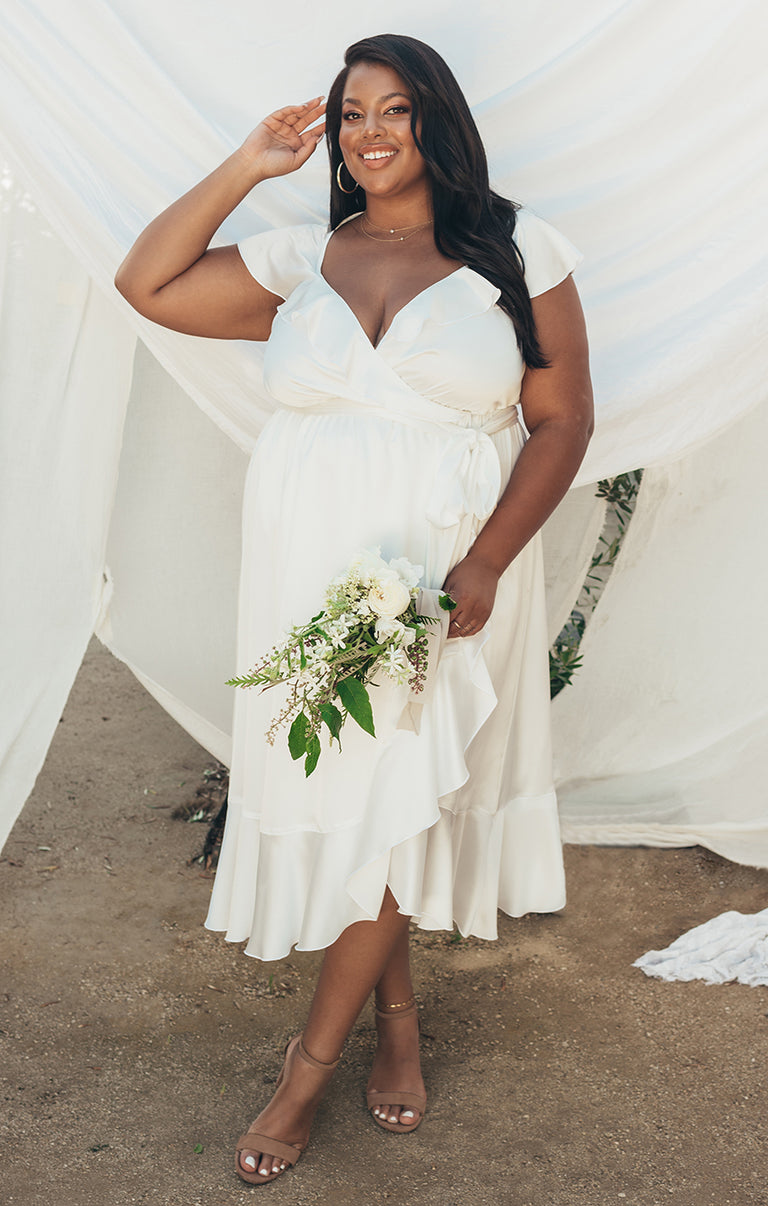 Show Me Your Mumu Samantha Ruffle Satin High/Low Faux Wrap Dress - Ivory Luxe at Nordstrom Rack Show Me Your Mumu Samantha Ruffle Satin High/Low Faux Wrap Dress - Ivory Luxe at Nordstrom Rack