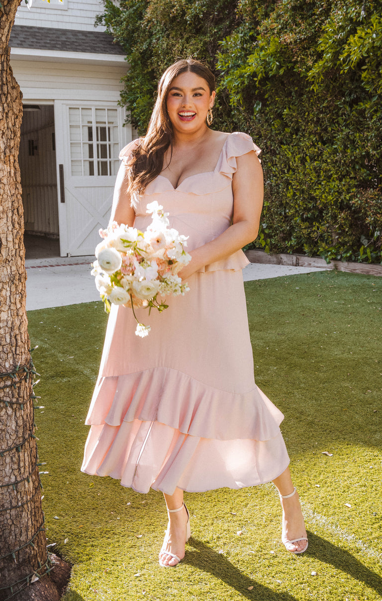 Reese Ruffle Dress ~ Dusty Blush Crisp – Show Me Your Mumu