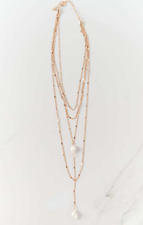 Promises Triple Layered Necklace ~ Gold/Pearl – Show Me Your Mumu