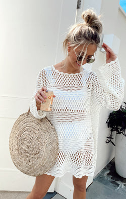Paula Pullover ~ White Crochet