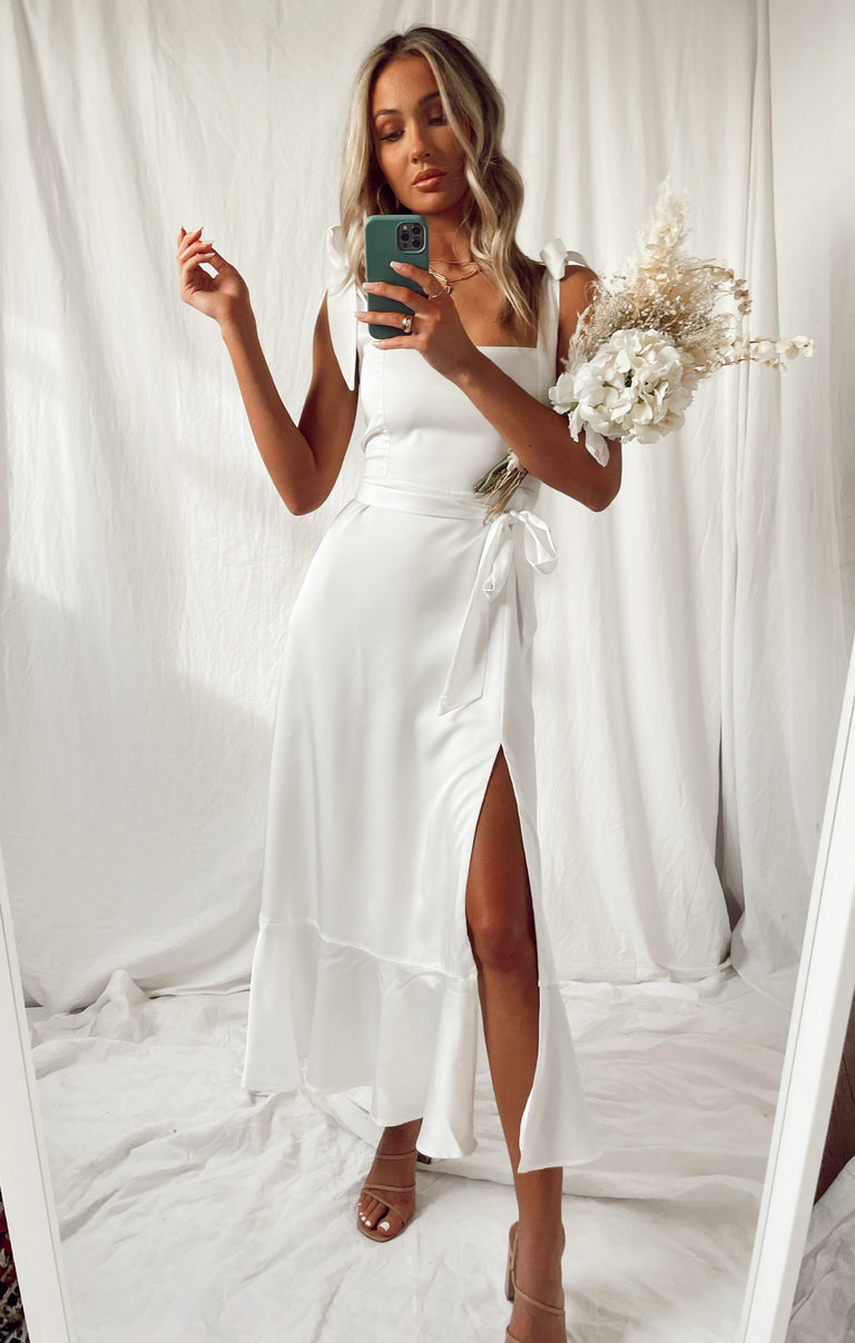 Show Me Your Mumu Garden Midi Dress Luxe Satin Women's Clothing Ivory : XL
