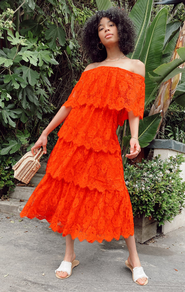 Lana Midi Dress Red Spring Fling Lace – Show Me Your Mumu