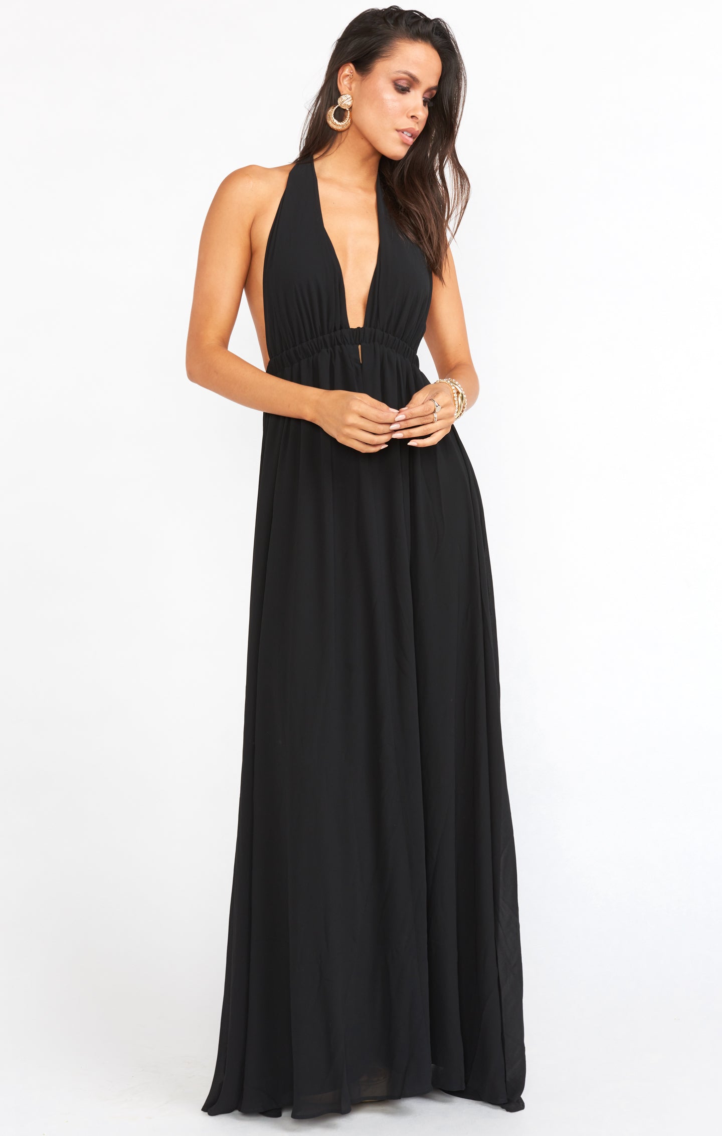 Black chiffon cheap halter dress