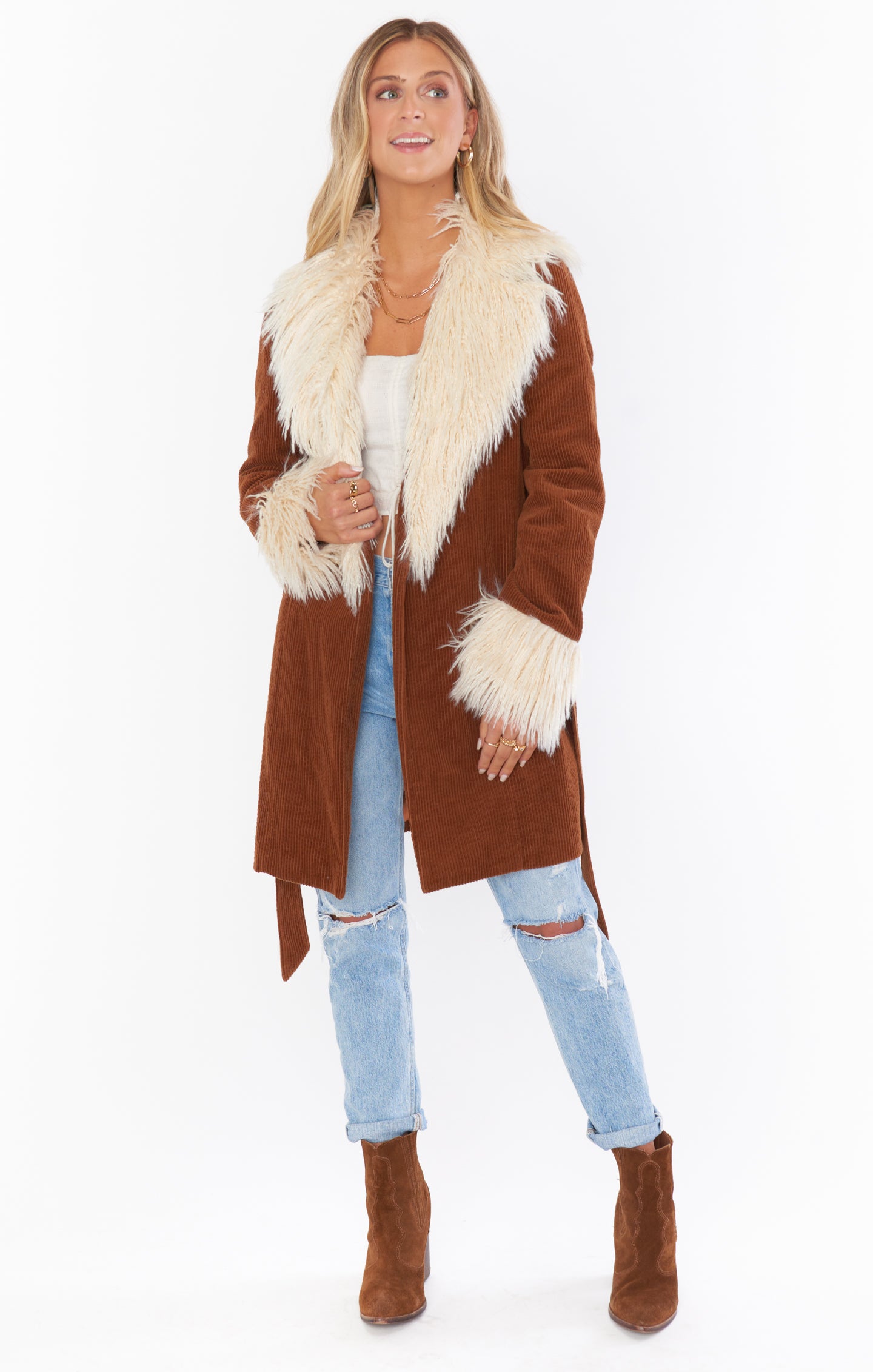 Penny Lane Coat ~ Pacific Tide with Faux Fur