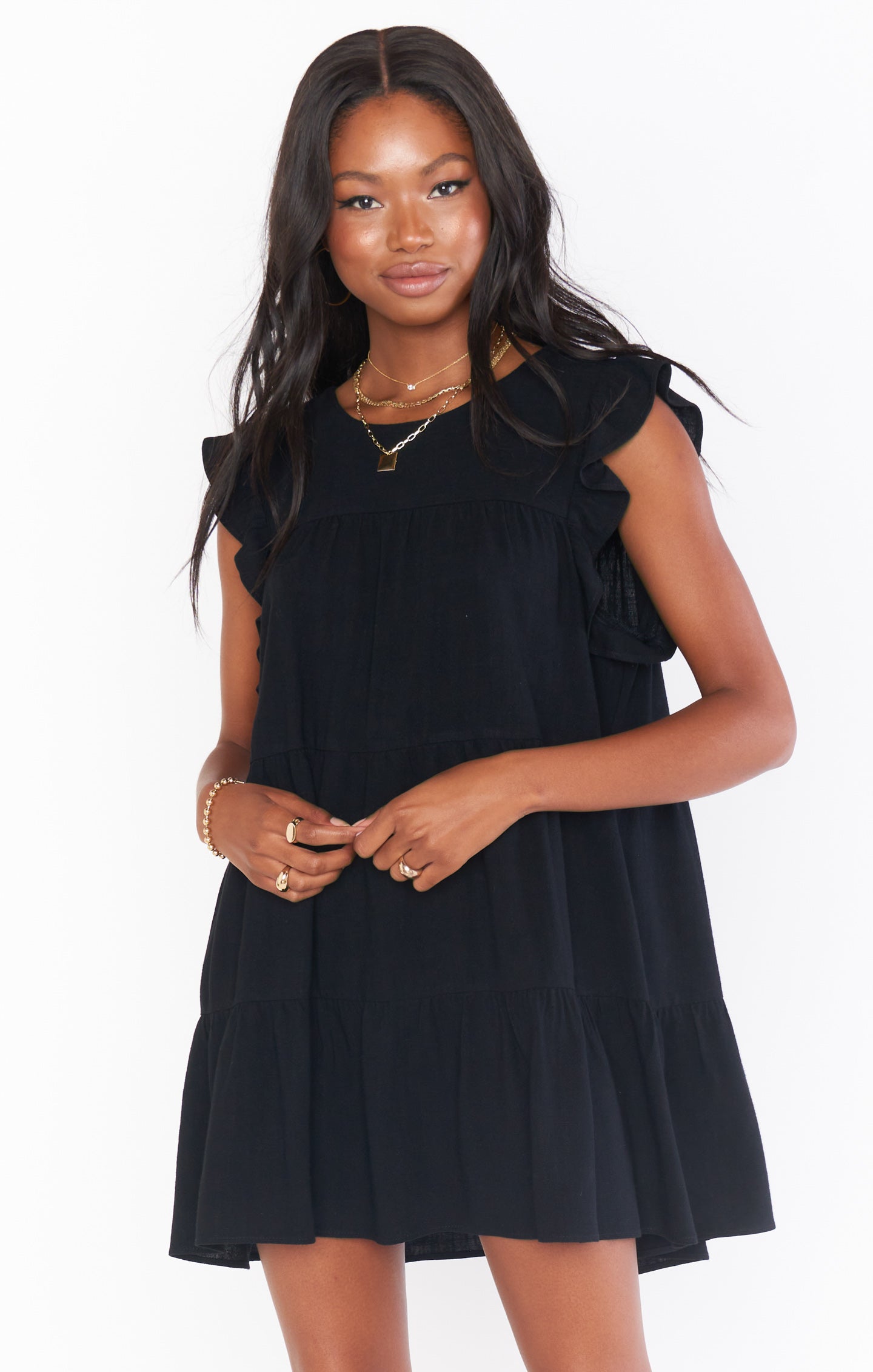 Daydream Mini Dress Black Linen Show Me Your Mumu