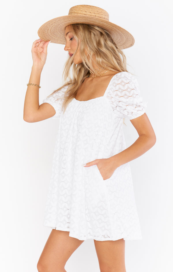 Flora Mini Dress ~ Spacey Lacey White – Show Me Your Mumu