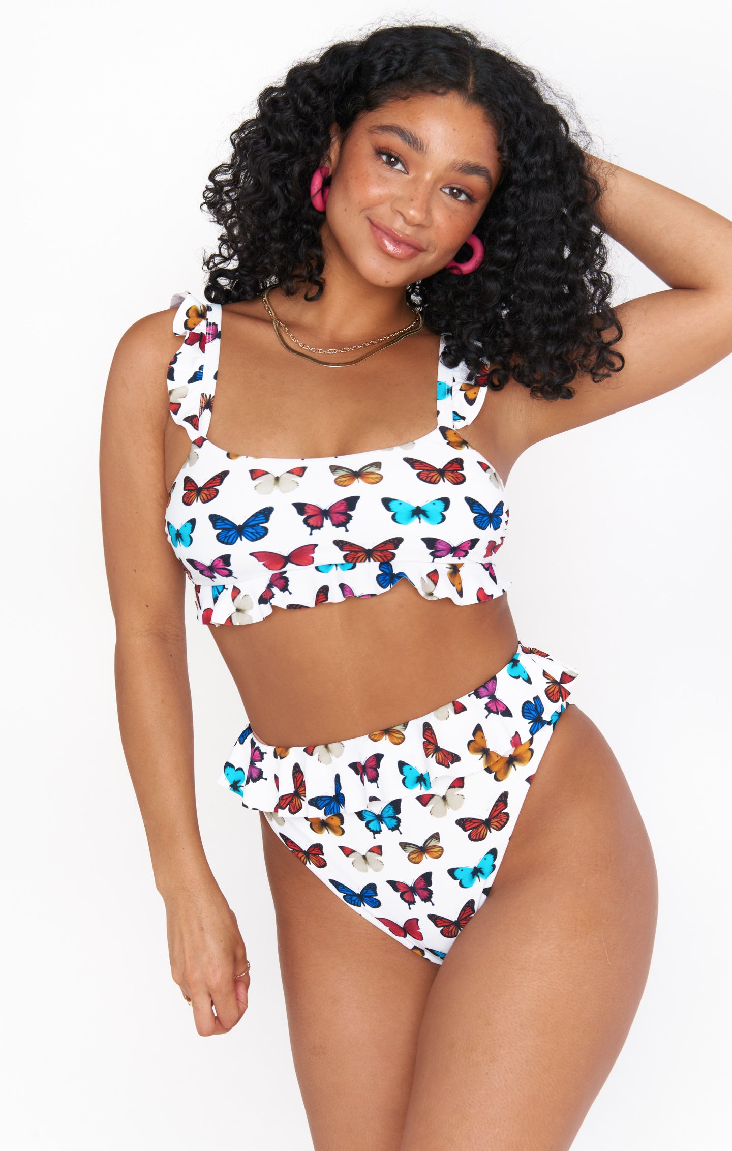 Butterfly ruffles bikini set