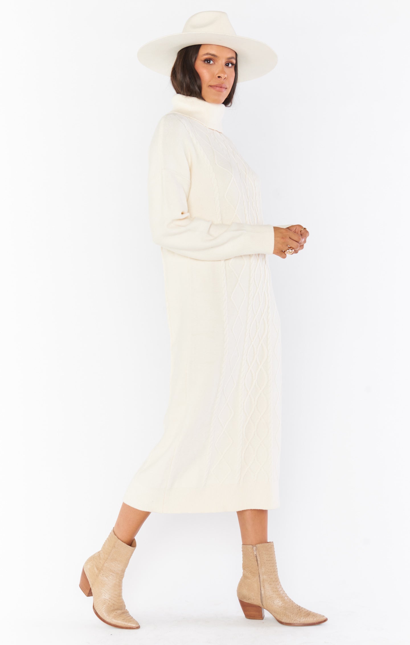 Montreal Midi Dress ~ Cream Cable Knit