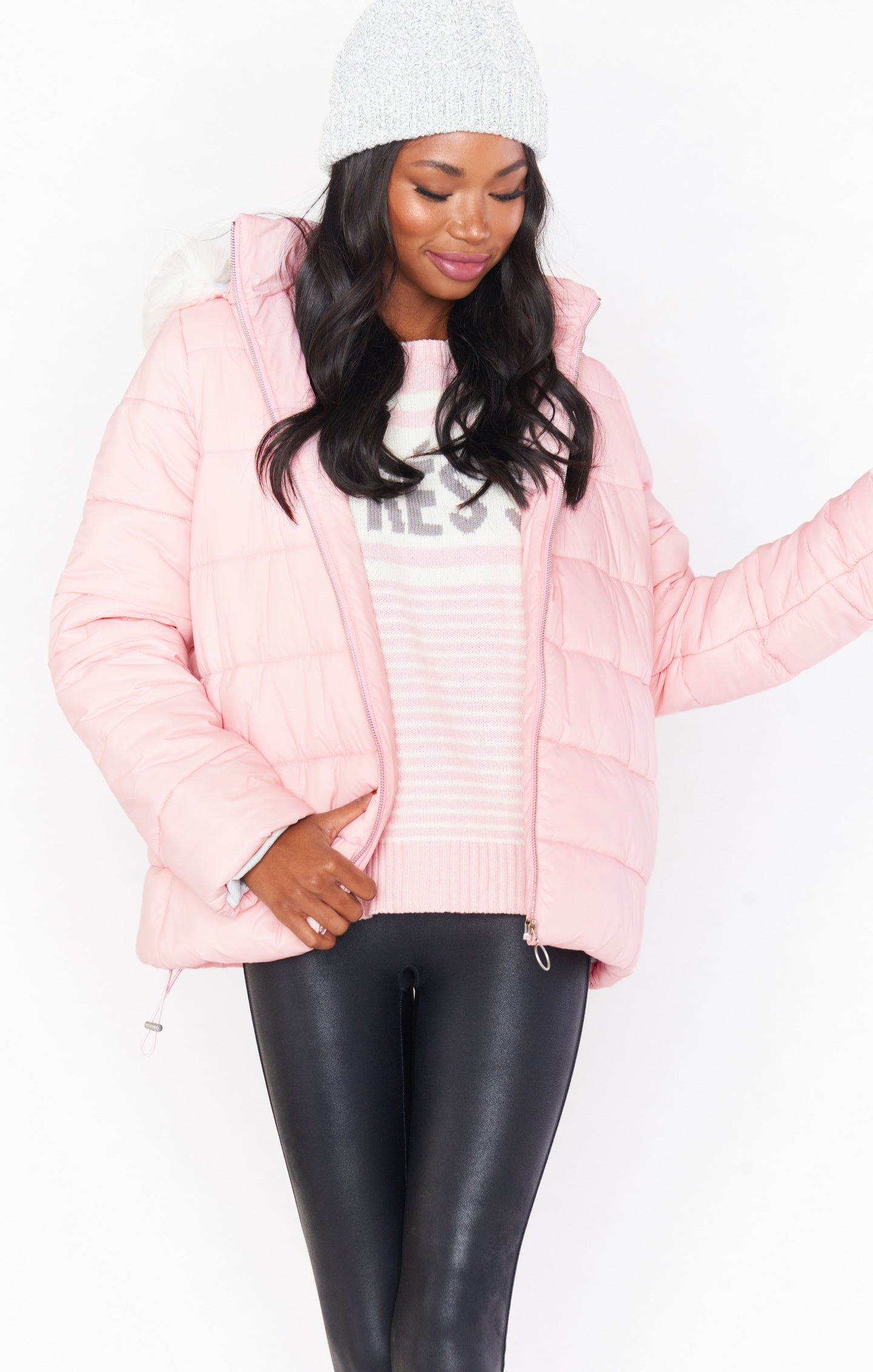 Snowbird Puffer Jacket ~ Frosty Pink Faux Fur – Show Me Your Mumu