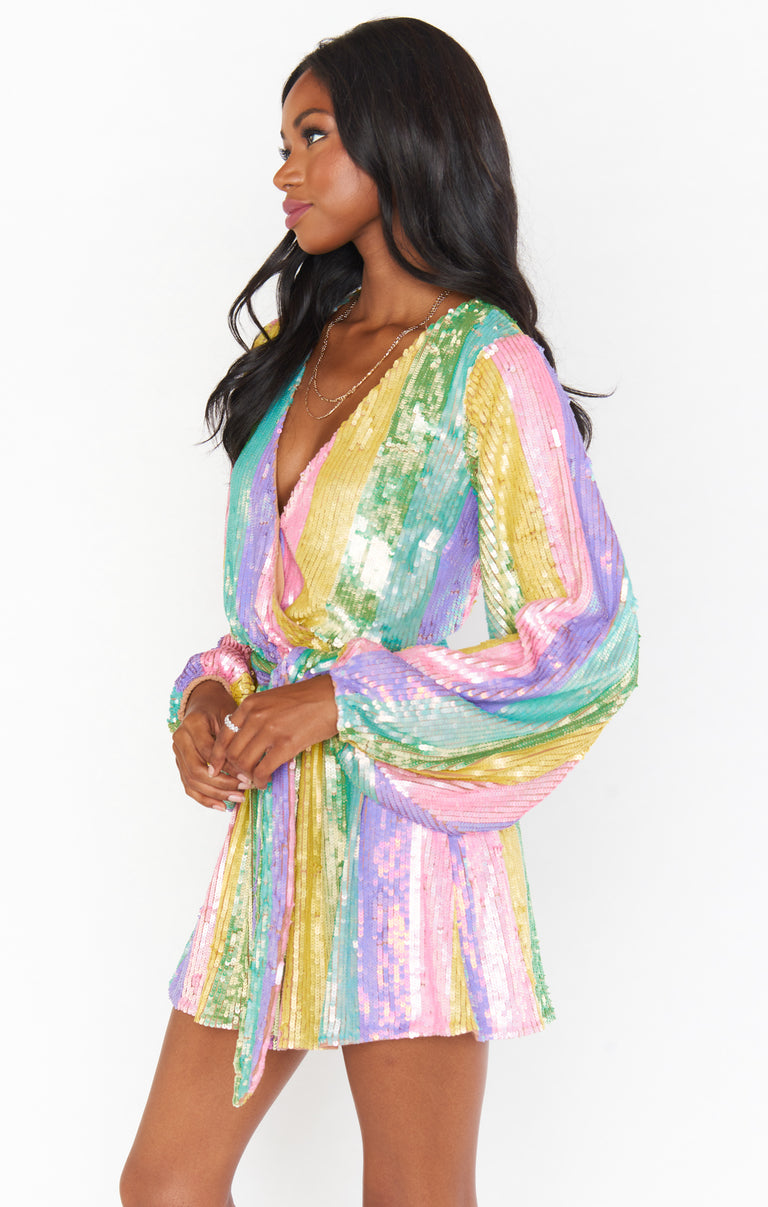 rainbow sequin long sleeve dress Wear Me Out Dress ~ Rainbow Stripe Sequins – Show Me Your Mumu