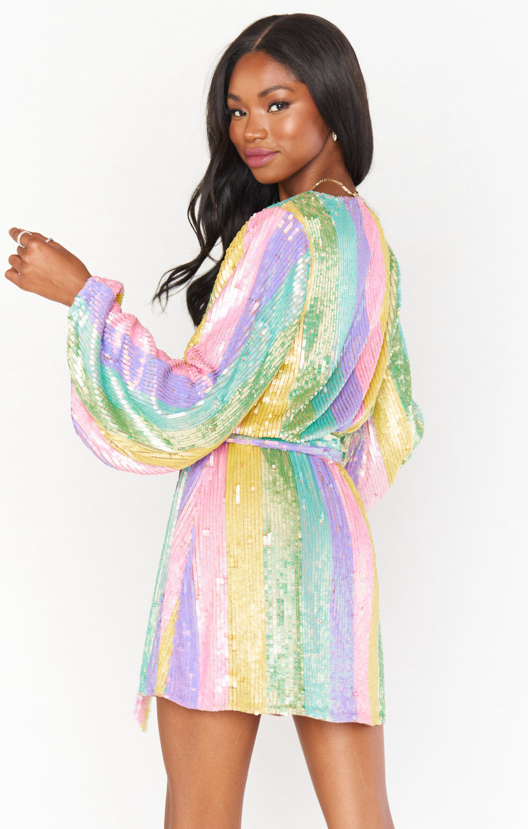 Wear Me Out Dress ~ Rainbow Stripe Sequins Show Me Your Mumu Wear Me Out Dress ~ Rainbow Stripe Sequins Show Me Your Mumu