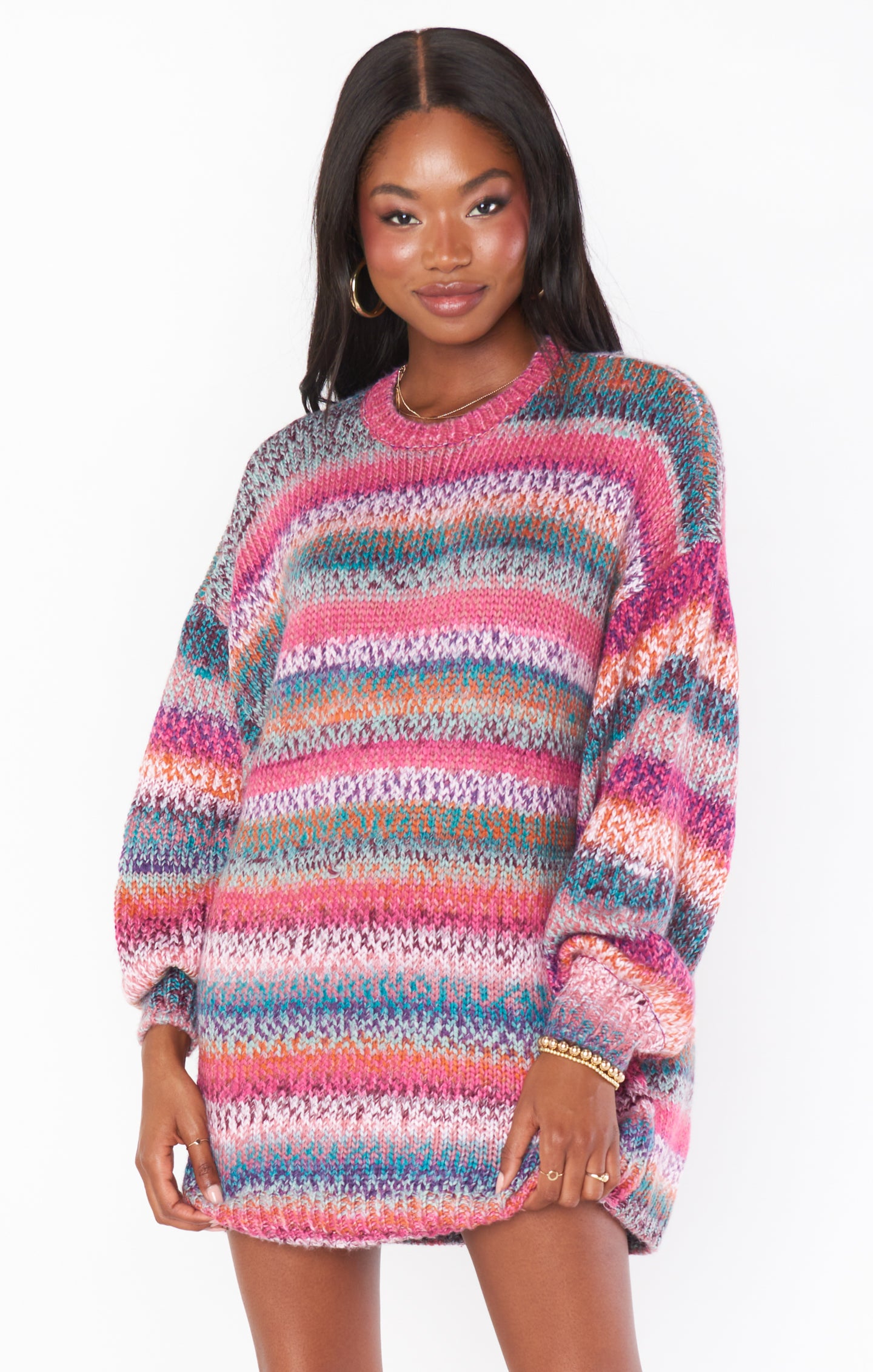Timmy Tunic Sweater ~ Pink Rose Knit XS