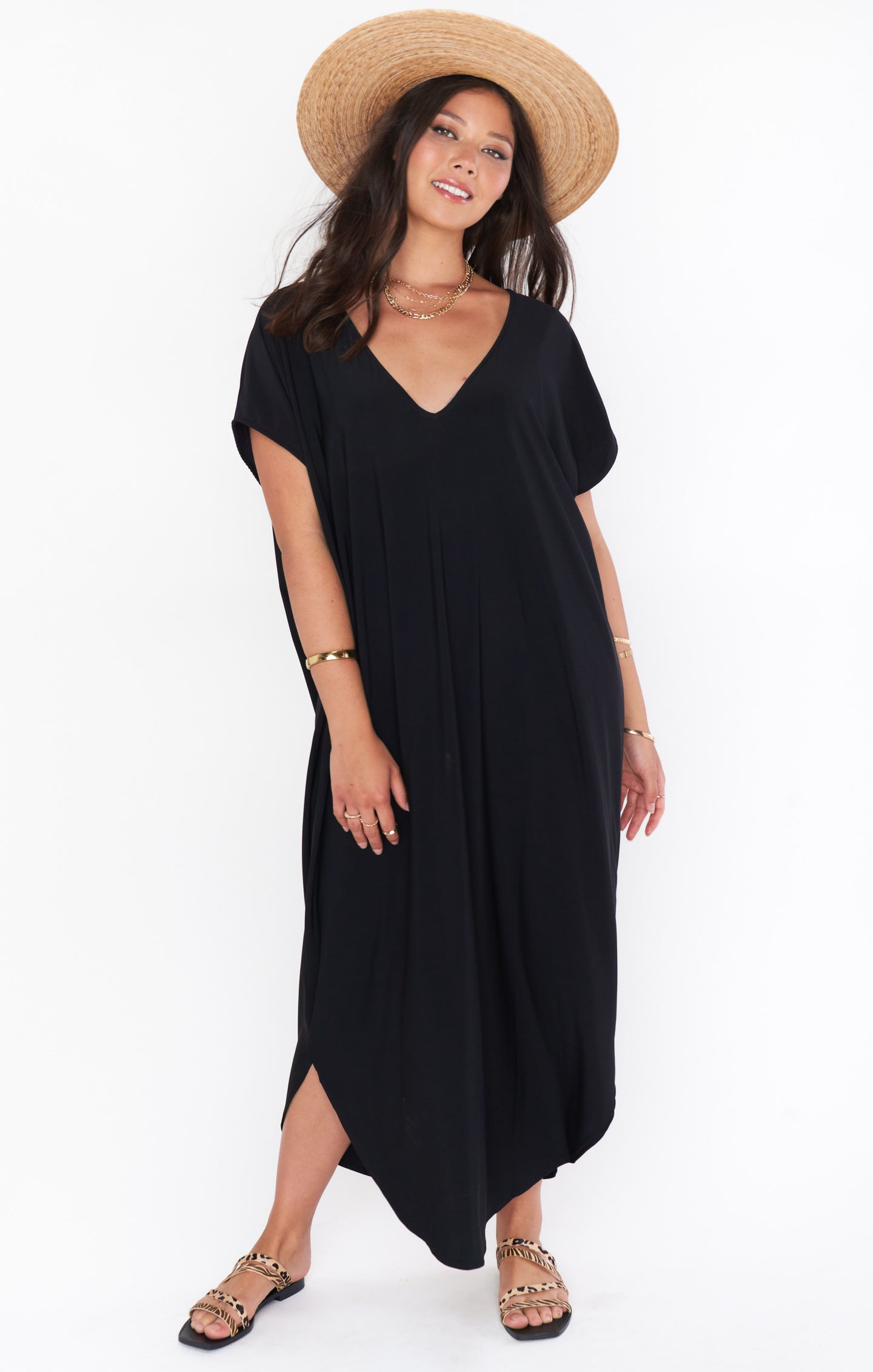 Coco Reef Contours Chiffon Caftan Cover-Up Dress