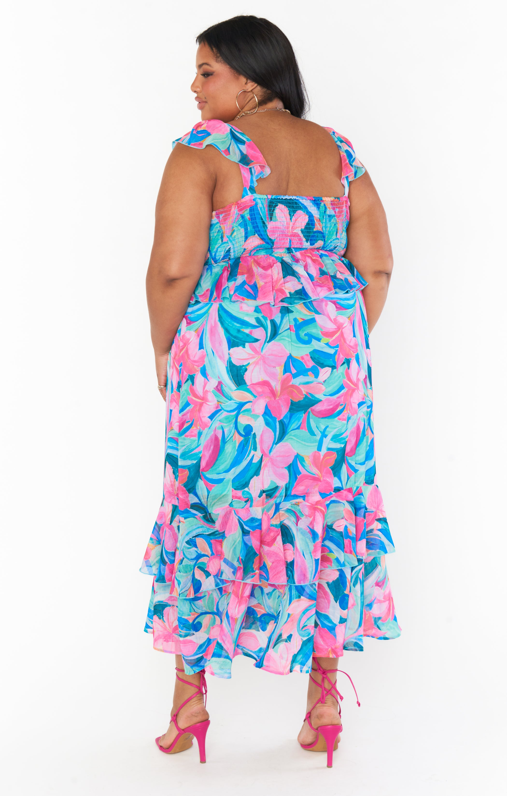 Reese Ruffle Dress ~ Hibiscus Punch Crinkle