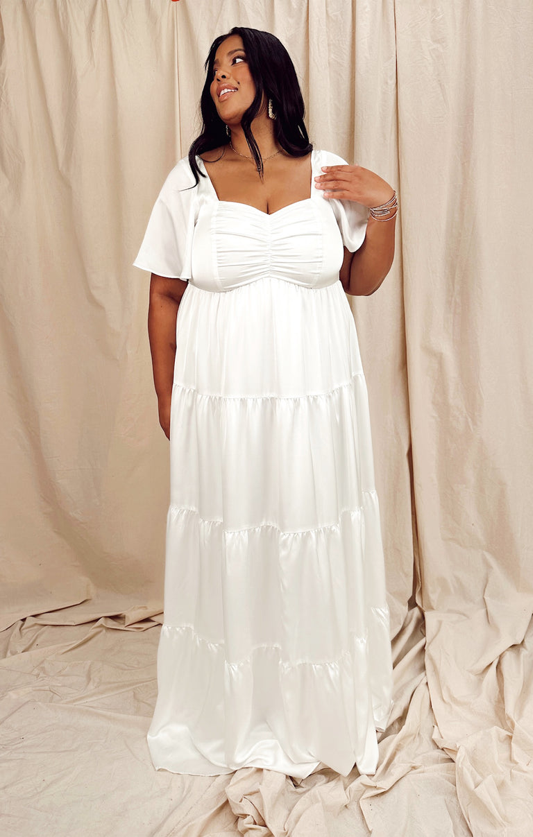 Nicole Maxi Dress ~ Ivory Luxe Satin – Show Me Your Mumu