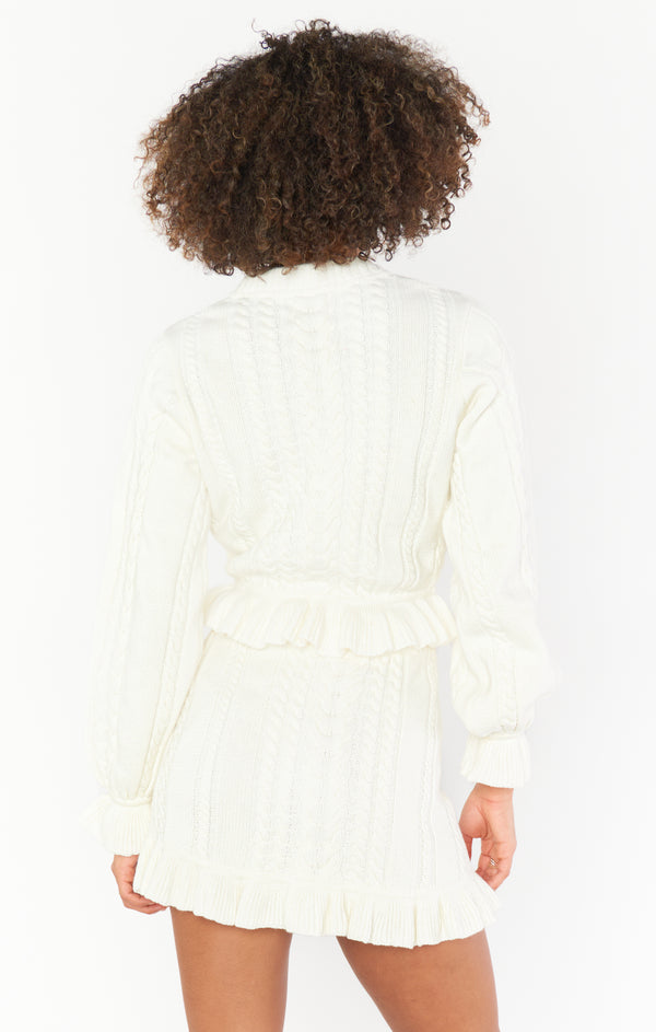 Ridley Ruffle Sweater ~ Cream Cable Knit – Show Me Your Mumu