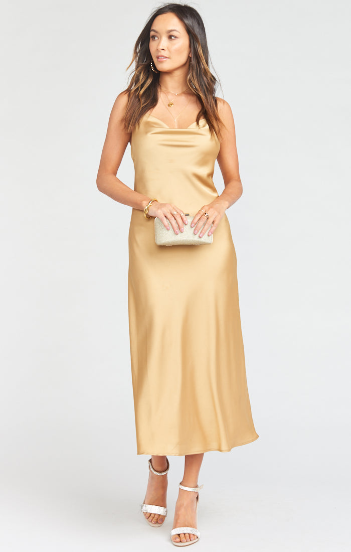 Show Me Your Mumu Verona Cowl Slip Midi Dress Copper Brown orders Tan