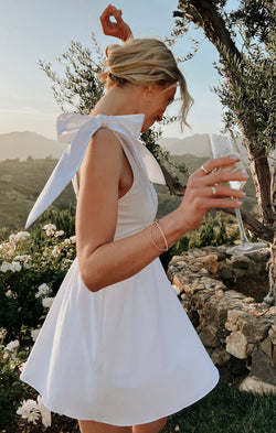 Claire Mini Dress ~ White Poplin