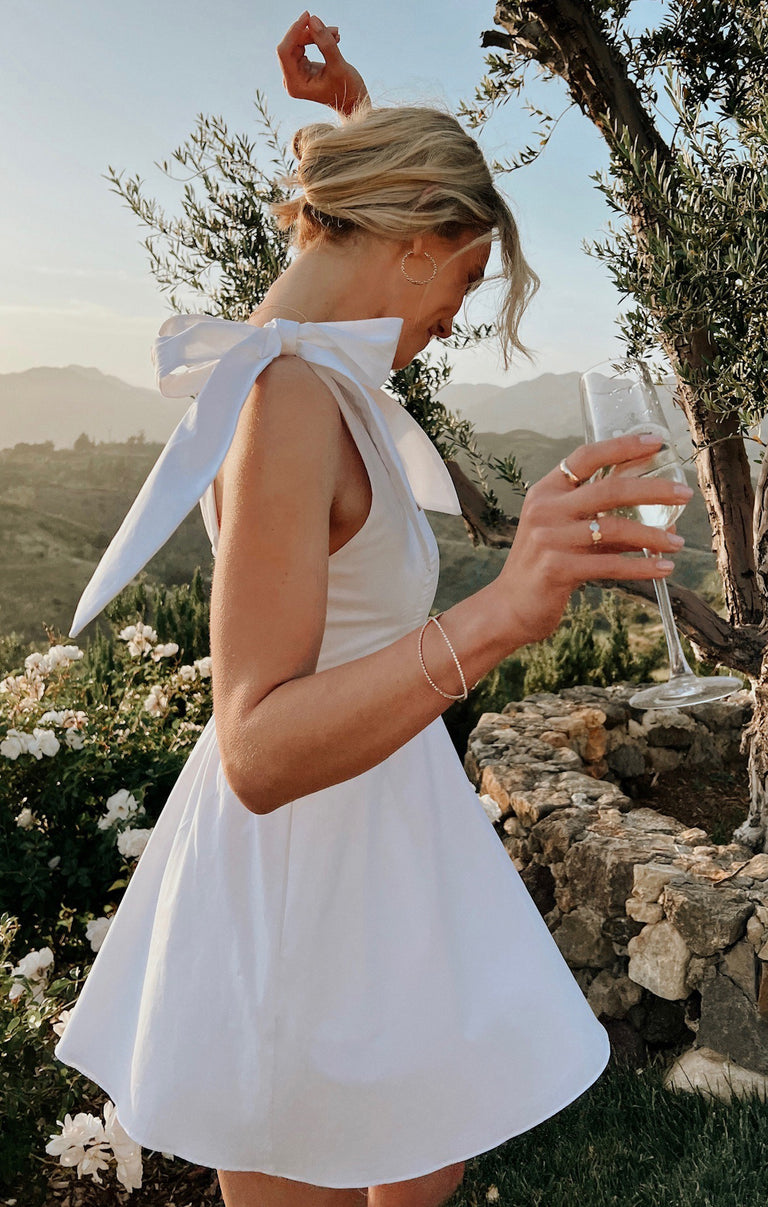 Claire Mini Dress, in White Poplin, Size: Small Claire Mini Dress, in White Poplin, Size: Small