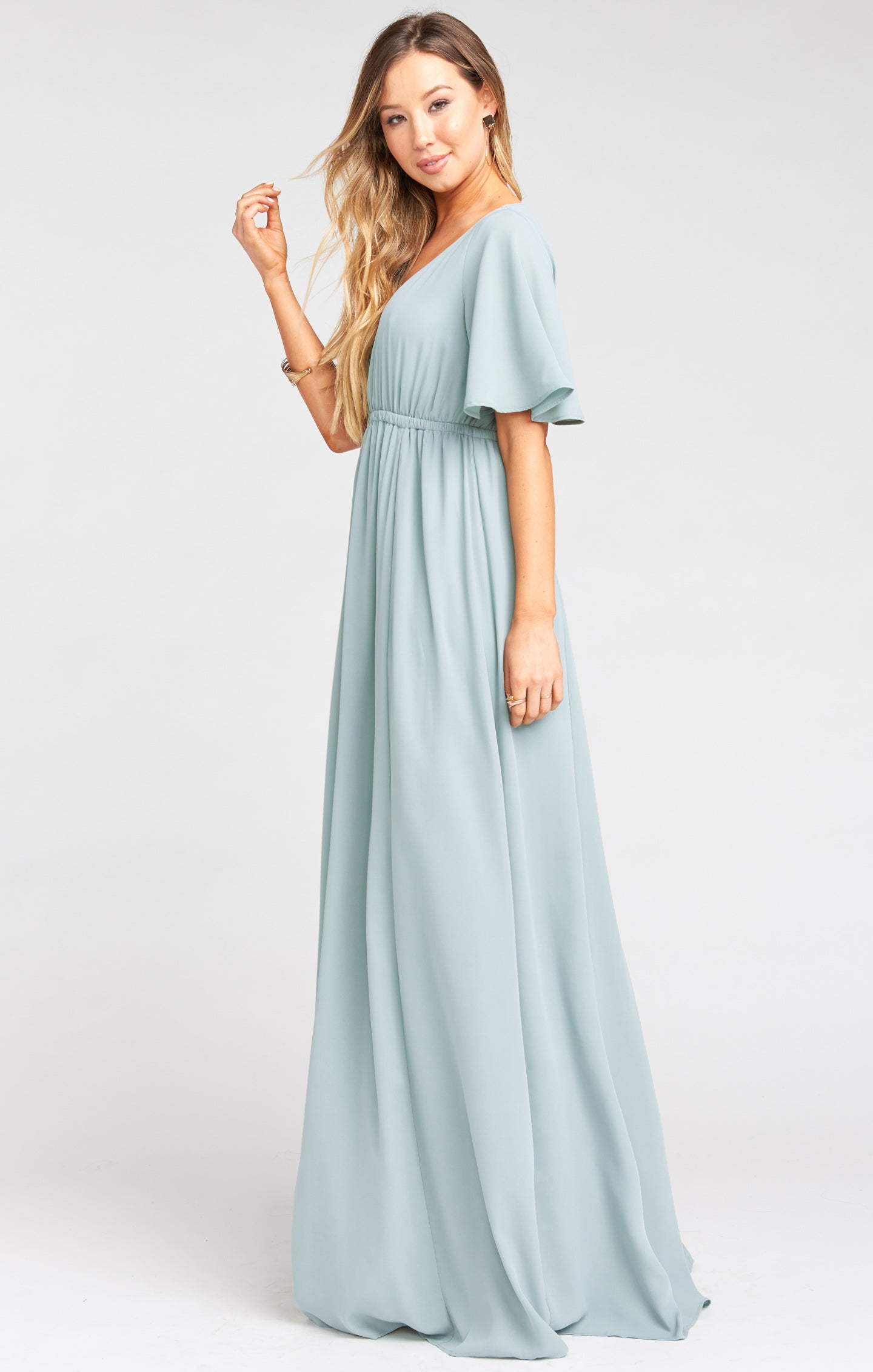 Silver sage crisp bridesmaid dresses sale