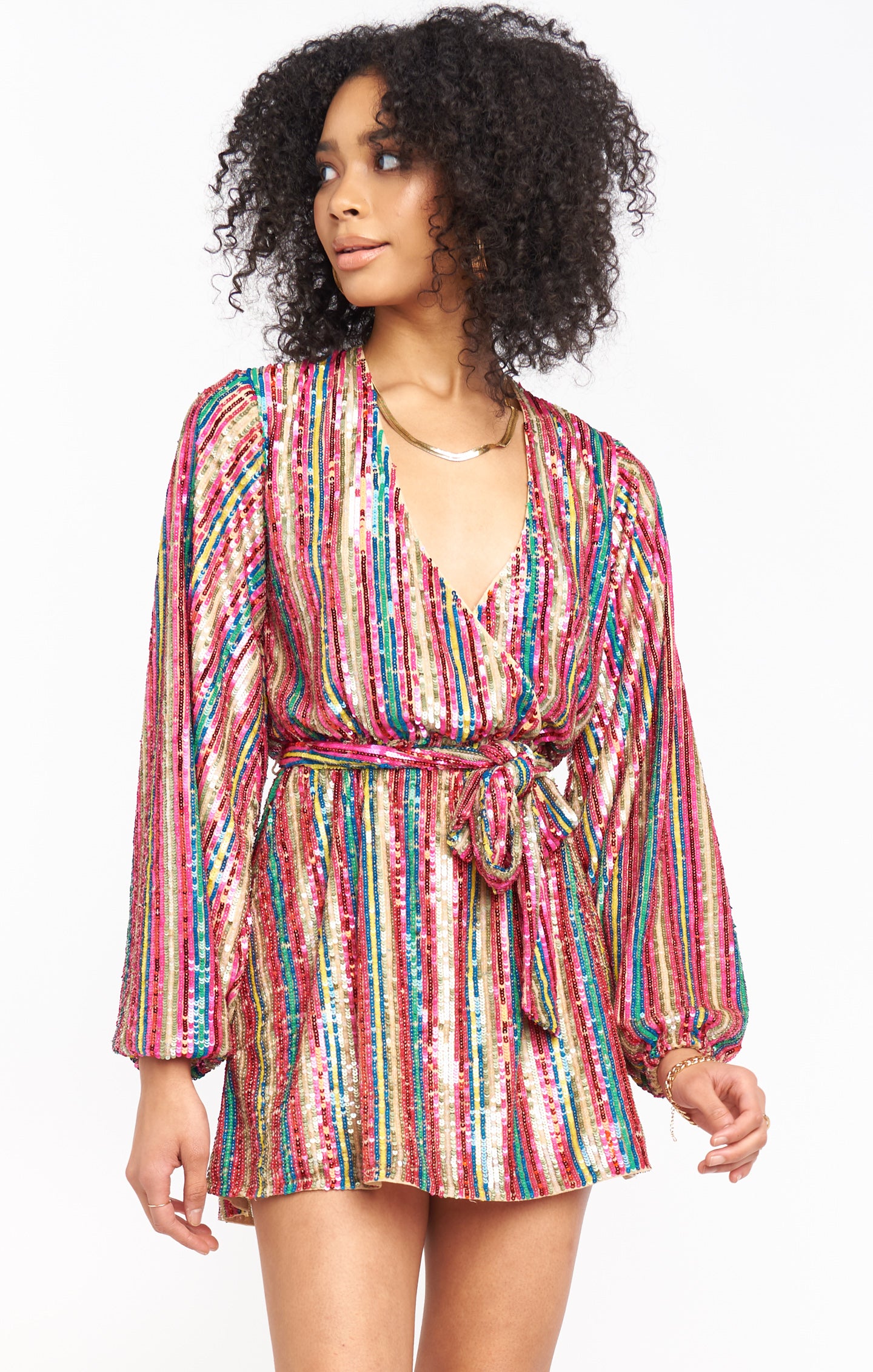 Rainbow stripe wrap on sale dress