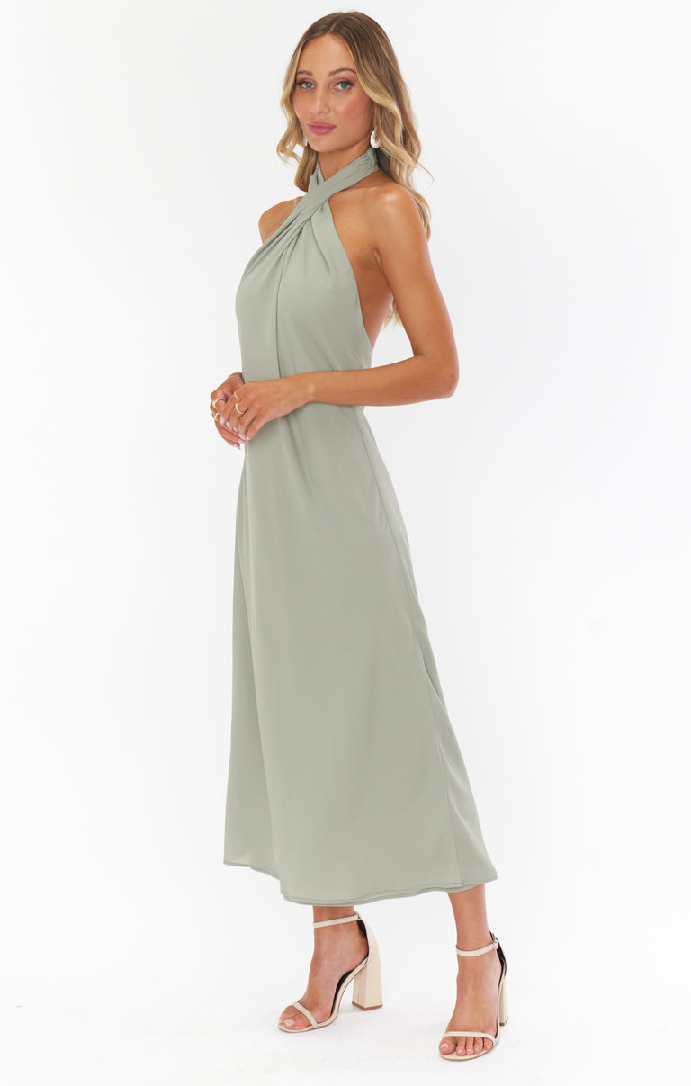 Jasmine Halter Midi Dress ~ Moss Green Crisp Show Me Your Mumu Jasmine Halter Midi Dress ~ Moss Green Crisp Show Me Your Mumu