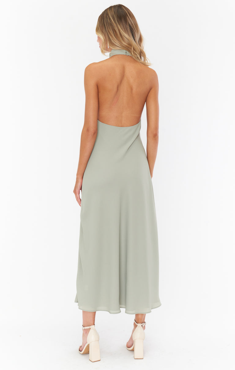 green emerald velvet dress Jasmine Halter Midi Dress ~ Moss Green Crisp – Show Me Your Mumu