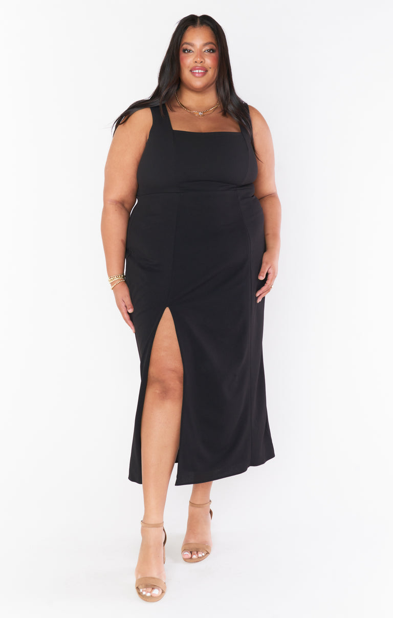 all over my body midi dress black Eden Midi Dress, in Black Stretch, Size: XL | Show Me Your Mumu