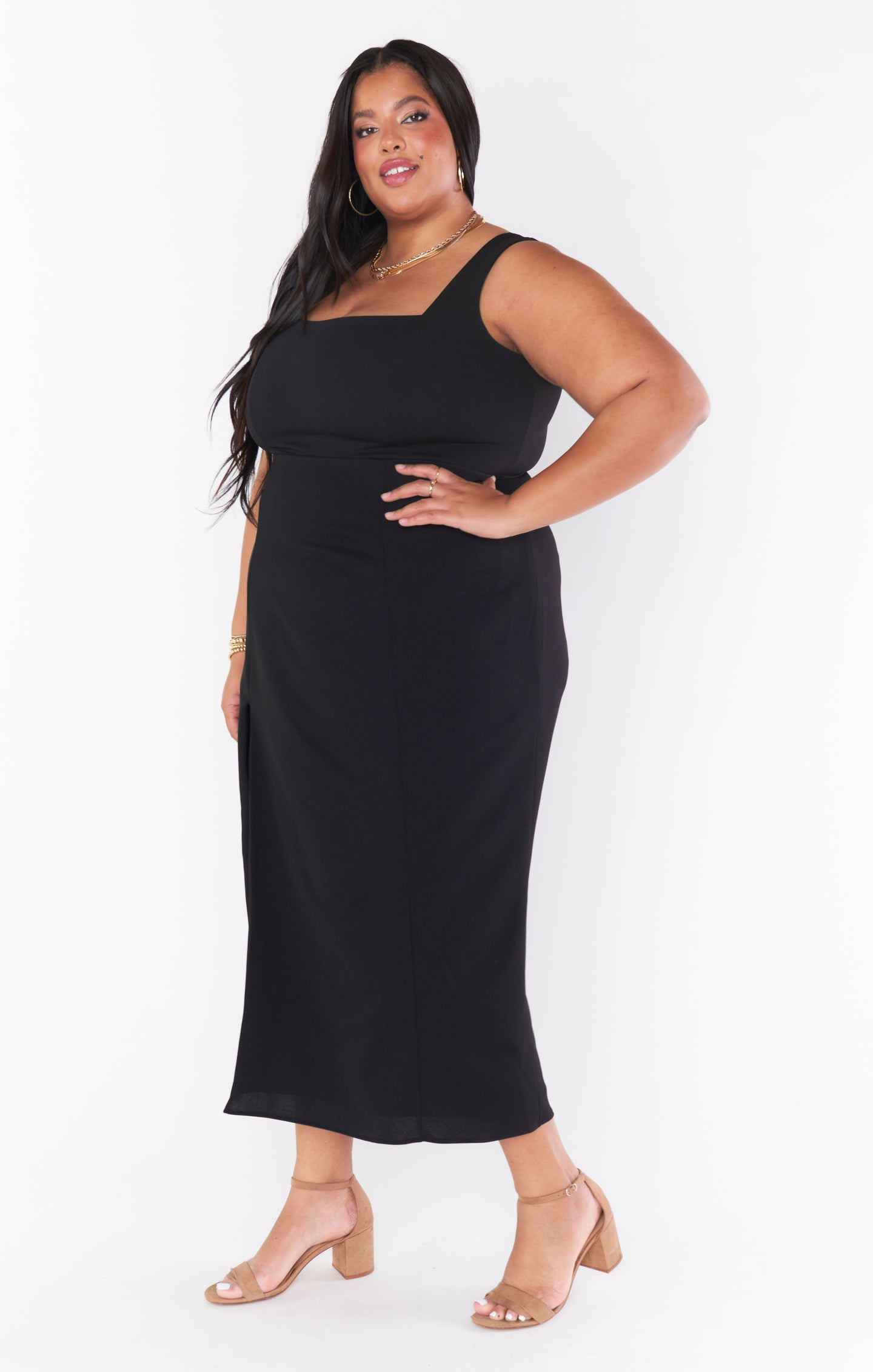 Eden Midi Dress ~ Black Stretch