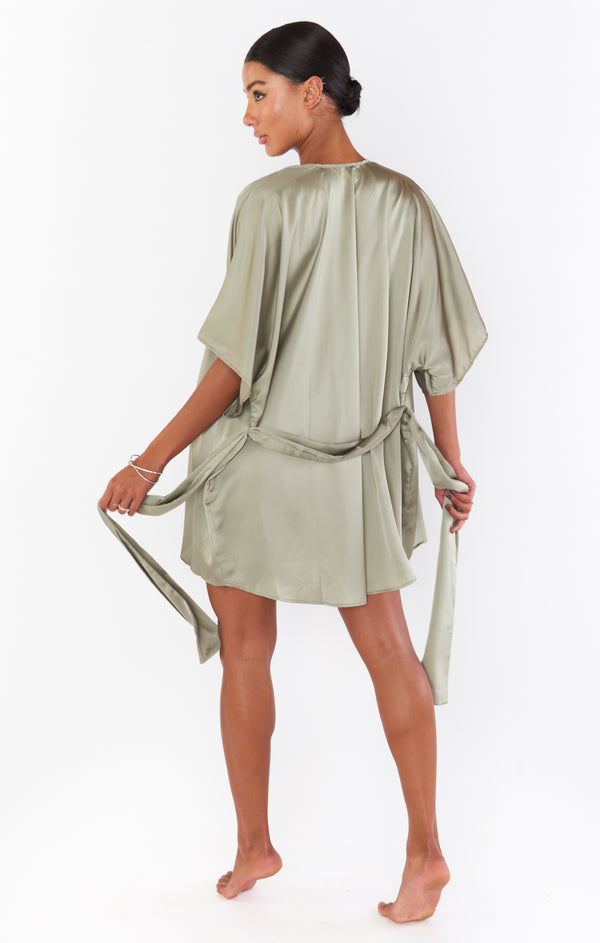 First Look Robe ~ Moss Green Luxe Satin – Show Me Your Mumu