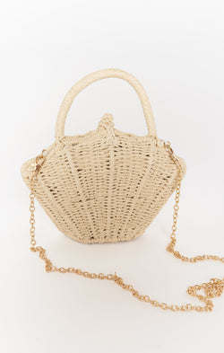 Seashell Rattan Bag ~ Natural