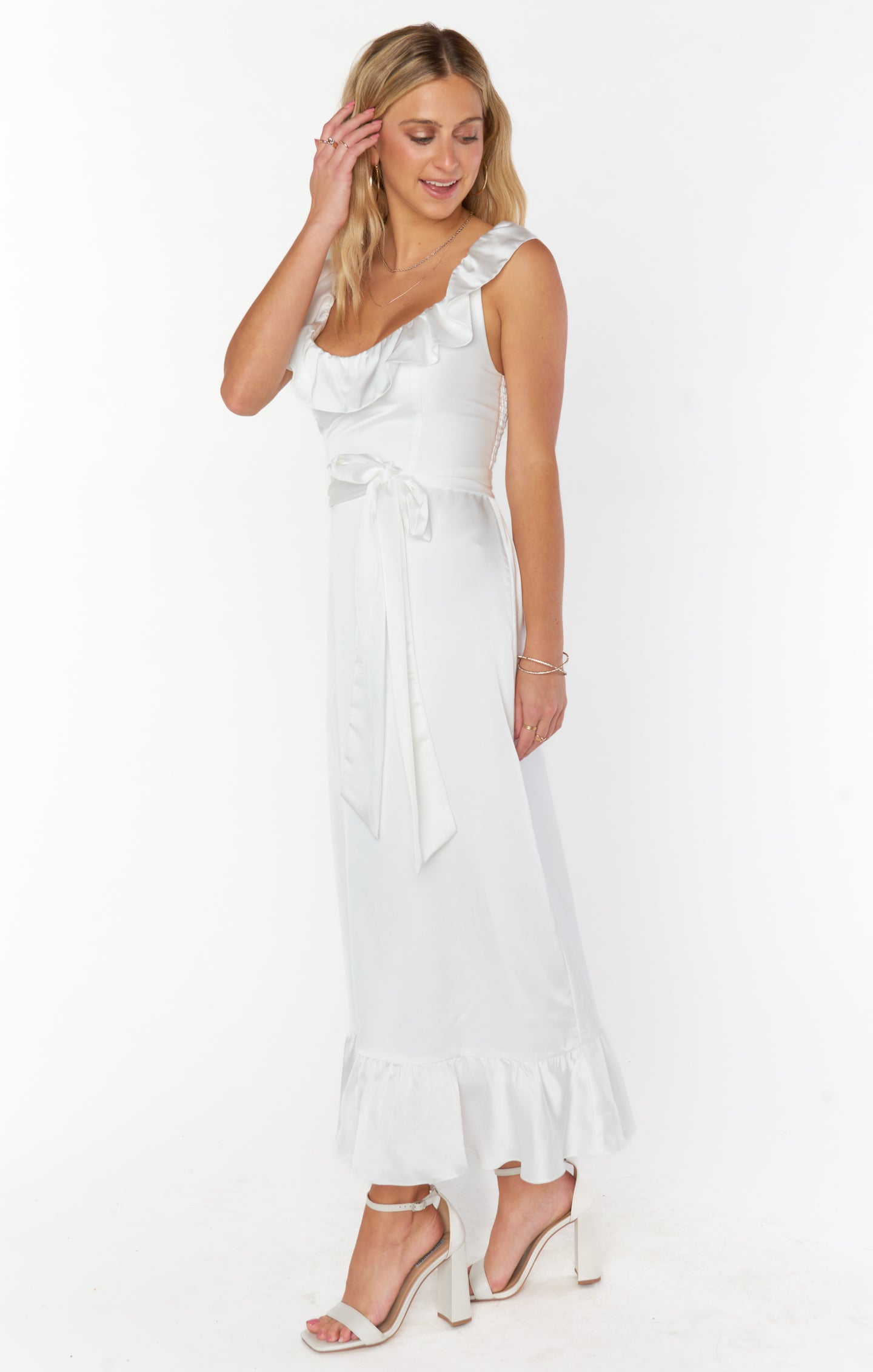 Alexis Midi Dress ~ Ivory Luxe Satin – Show Me Your Mumu