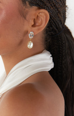 Faithy Jewels Kara Drop Earrings ~ Pearl/CZ