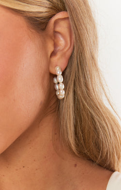 ALV Jewels Penny Pearl Hoop Earrings ~ Ivory