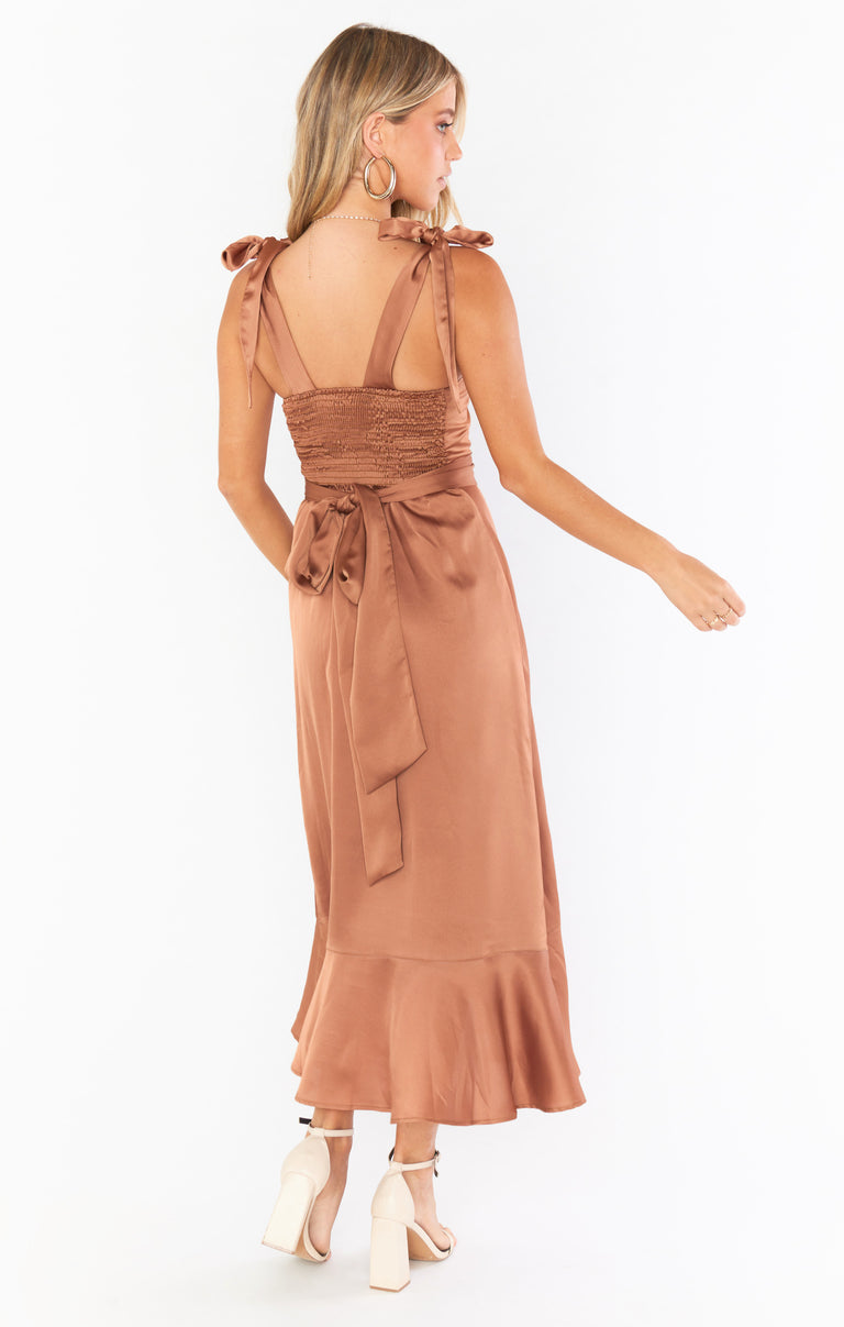 Claire Midi Dress, in Copper Luxe Satin | Show Me Your Mumu