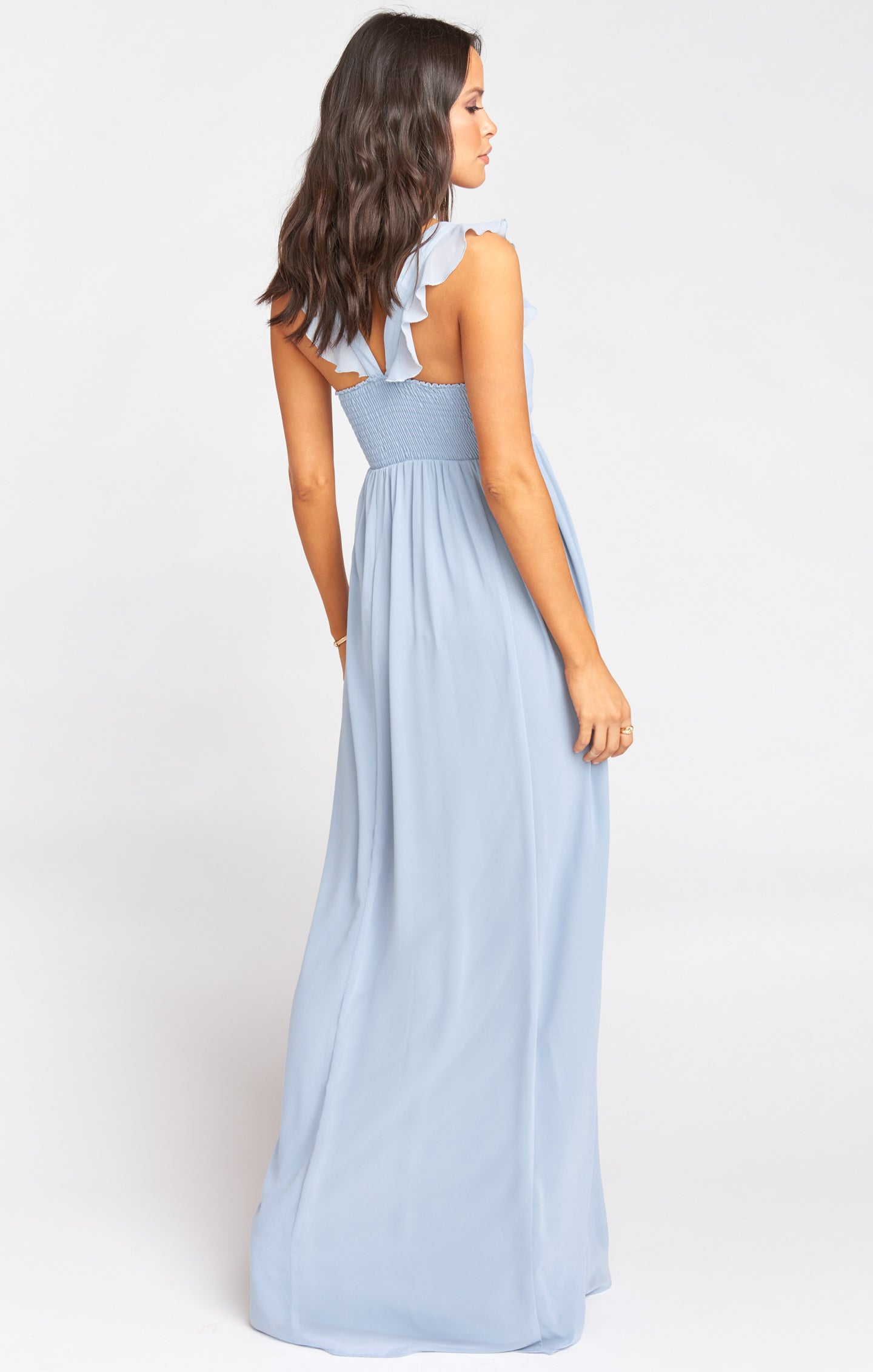 Show Me Your orders Mumu June Maxi Dress in Steel Blue Chiffon S NEW