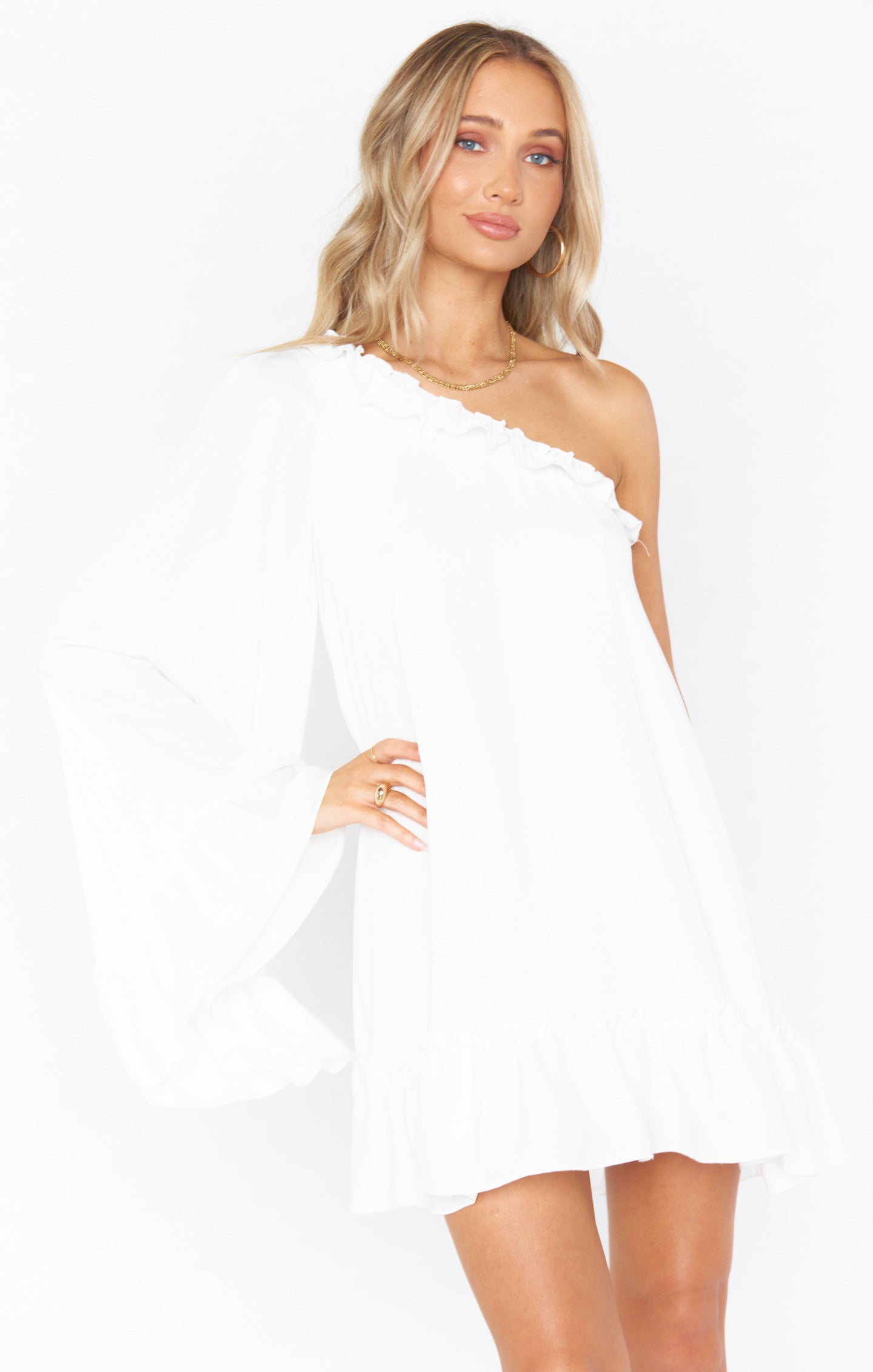 Rhea One Shoulder Dress ~ Ivory Luxe Satin – Show Me Your Mumu