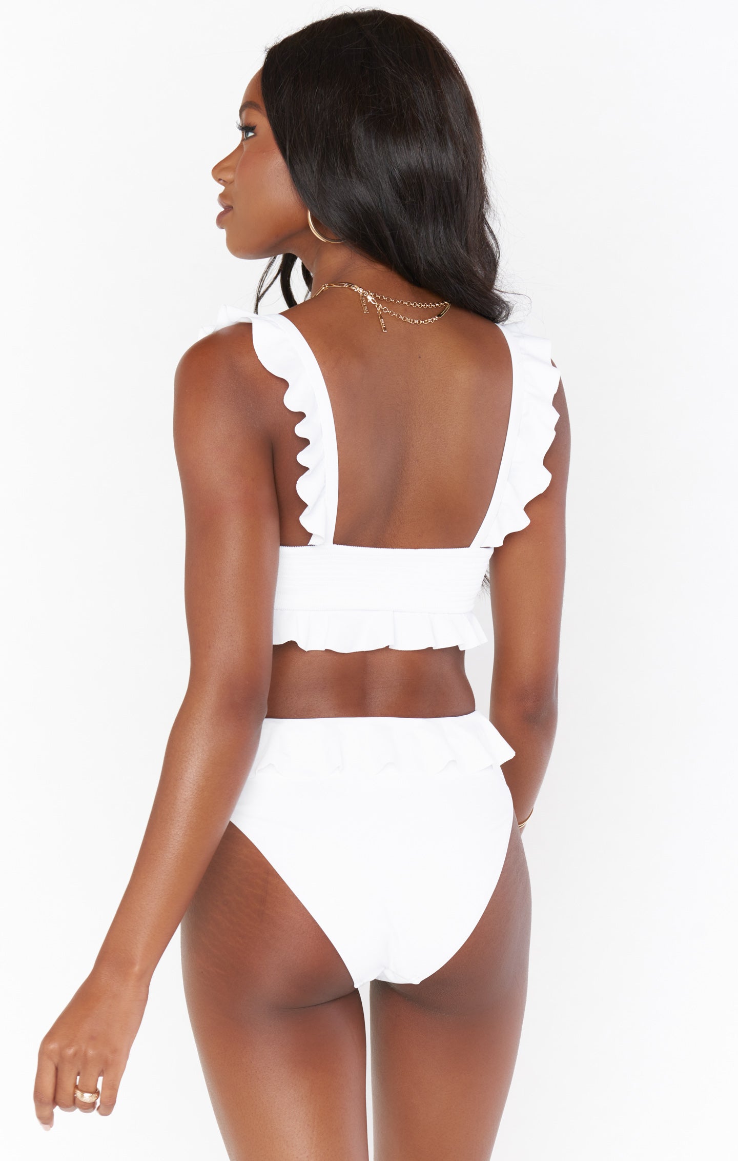 Women's Underwire Ruffle Trim Bikini Top - Shade & Shore™ White 36DD