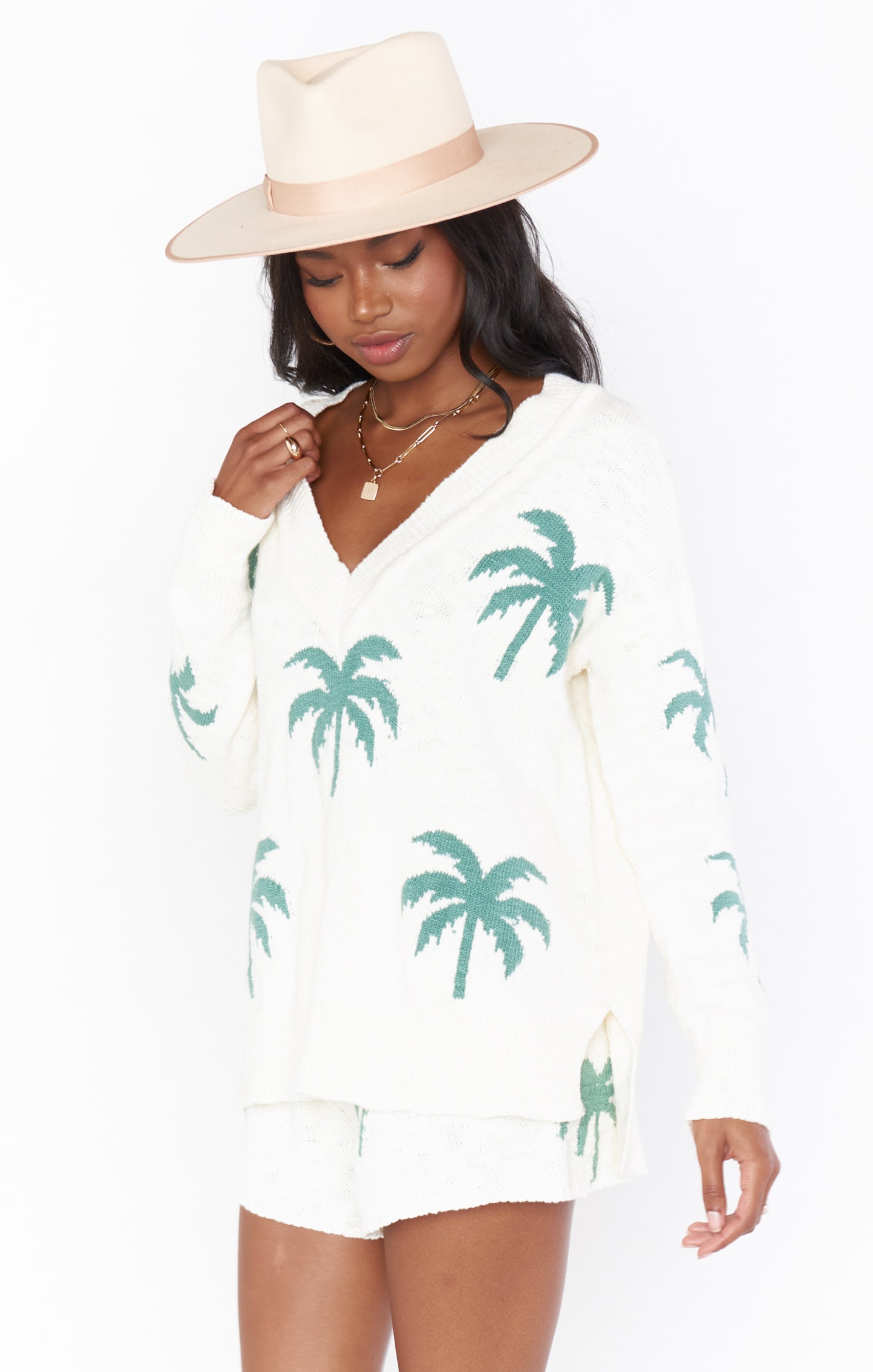 Show Me Your Mumu Gilligan Sweater Palm Tree Knit Xs